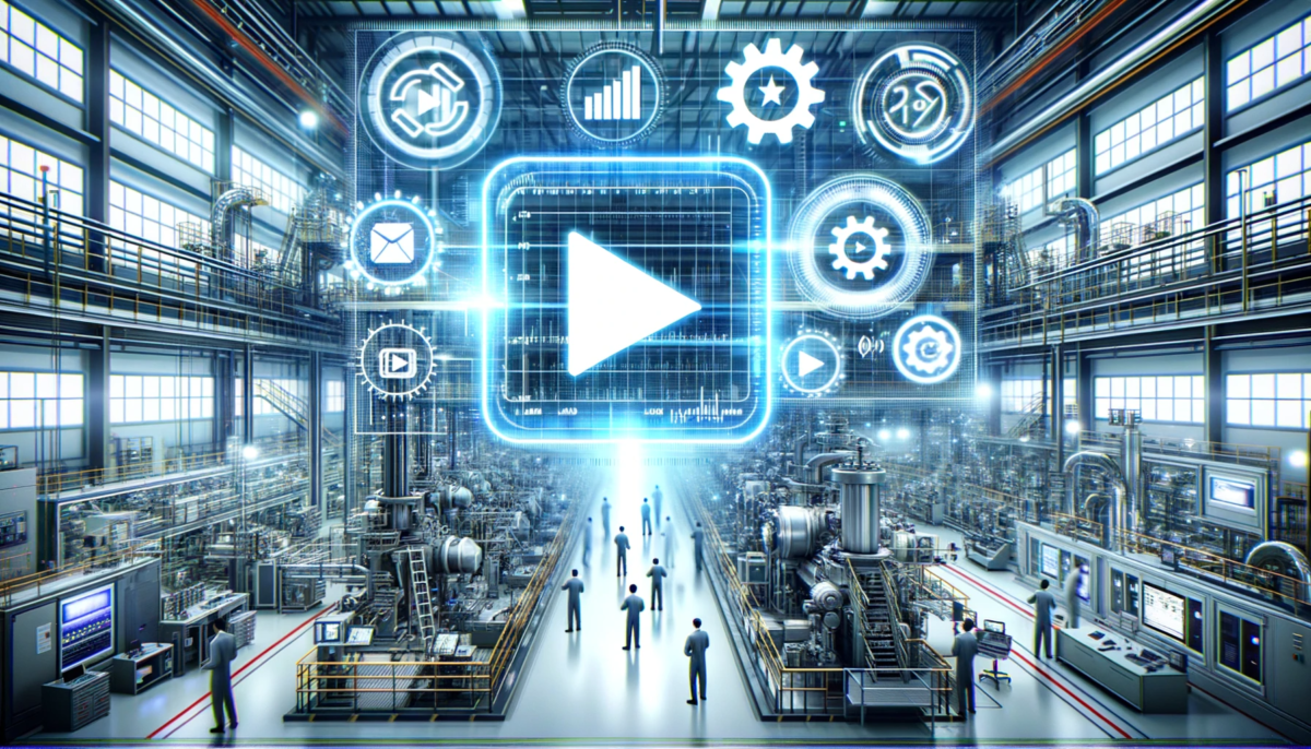 illustrating a modern manufacturing facility with machinery in operation